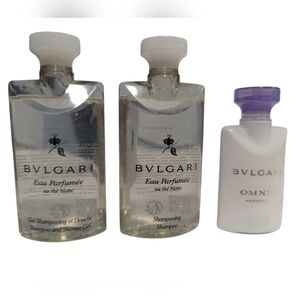 Mini Set 3)BVLGARI 2.5 Fl Oz Shampoo and Shower Gel Au The Blanc /Shampoo/Omnia